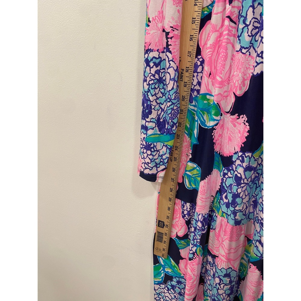 Lilly Pulitzer Martinique Tiered Maxi Dress Womens MED Navy Blue Floral Resort - Picture 14 of 16